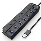 INF USB 3,0-hub 5 Gbps 7-portars med individuella av/på-knappar
