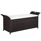 vidaXL Förvaringsbänk med dyna 138 cm konstrotting brun 44182