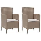 vidaXL Trädgårdsstolar med dynor 2 st konstrotting beige 316684