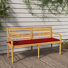 vidaXL Bataviabänk med röd dyna 150 cm massiv teak 3100832
