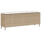 vidaXL Trädgårdsbänk med dyna beige 110x30x40,5 cm konstrotting 4104158