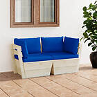 vidaXL Pallsoffa 2-sits med dynor granträ 3063394