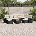 vidaXL Loungegrupp 10 delar med svarta dynor konstrotting 3224845
