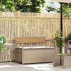 vidaXL Förvaringsbänk för trädgård med dyna beige konstrotting 4103839