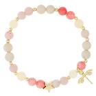 Dark Stone Bead Bracelet 6 mm with Gold Beads & Charm