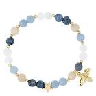 Dark Stone Bead Bracelet 6 mm with Gold Beads & Charm