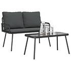 vidaXL Set om 2 Svart Rotting Medium Lättviktig Utemöbelsoffa 3328646