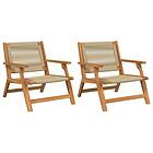 vidaXL Beige Teak och Tyg Regelbunden Hållbar Utomhusstol 367833