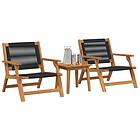 vidaXL Set om 2 Svart, Naturligt trä Akaciaträ, Svart rep B67xD78xH73cm 3214437