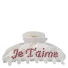 Dark Text Hair Claw "Je t'aime" White