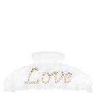 Dark Text Hair Claw "Love" White