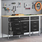 vidaXL Arbetskabinett Set Set med 3 Svart och Grå Stål 150 x 55 x 85 cm