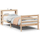 vidaXL Sängram med huvudgavel 90x200 cm massiv furu
