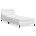 vidaXL Säng med madrass vit 90x190 cm konstläder