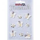 HobbyFun Florella Blommor & Fjärilar Vit 9 st
