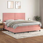vidaXL Ramsäng med madrass rosa 200x200 cm sammet