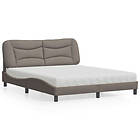 vidaXL Säng med madrass taupe 160x200 cm tyg