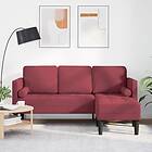 vidaXL 3-sits L-formad soffa vinröd 160 cm tyg 42001916