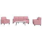 vidaXL Soffgrupp med dynor och bolster 4 delar rosa sammet 3278384
