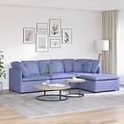 vidaXL Modulsoffa med fotpall och dynor tyg jeans blå 3321307