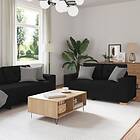vidaXL 3-delars soffgrupp med kuddar, svart tyg 3324630