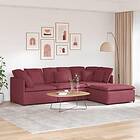 vidaXL Modulsoffa med fotpall&dynor tyg vinröd 3321300