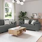 vidaXL 2-delars soffa med kuddar i mörkgrått tyg 3324741