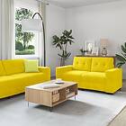 vidaXL 3-delars soffa set med kuddar gul sammet 3324645
