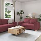 vidaXL 3-delars soffa set med kuddar vinröd tyg 3324612