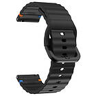 Tiera svart silikonarmband med sömmar 22 mm