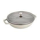 Staub wokpanna gjutjärn med glaslock o30 cm White truffle