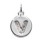 Panduro Hobby Bokstavshänge cirkel strass V – Ø12 mm, mässing pläterat med 925 sterling silver