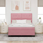vidaXL Box Spring Säng med Madrass Rosa 140x190 cm Sammet 3339835
