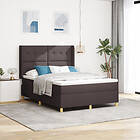vidaXL Box Våningssäng med madrass & LED Mörkbrun 140x190 cm Tyg 3343689