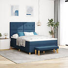 vidaXL Boxbädd med madrass och bänk Blå 140x200 cm Tyg 3344309
