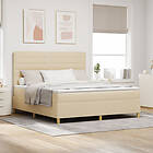 vidaXL Boxspring Säng med Madrass Grädde Super King Tyg