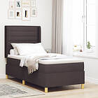 vidaXL Boxspring Säng med Madrass & LED Mörkbrun 90x200 cm Tyg