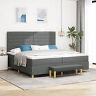 vidaXL Sängbotten med Madrass & Bänk Mörkgrå 200x200 cm Tyg