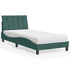 vidaXL Säng med madrass mörkgrön 90x190 cm sammet