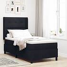 vidaXL Boxspring Säng med Madrass & LED Svart 90x200 cm Tyg