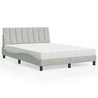 vidaXL Säng med madrass ljusgrå 140x190 cm sammet