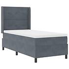 vidaXL Boxspring Säng med Madrass Mörkgrå 100x200 cm Sammet