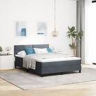 vidaXL Boxspring Säng med Madrass Mörkgrå 140x190 cm Sammet