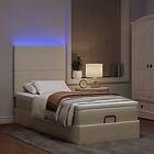 vidaXL Ottomansk säng med madrass och LED-lampor gräddvit 90x200 cm