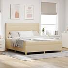 vidaXL Kräm Box Spring Säng med Madrass, 180x200 cm Tyg