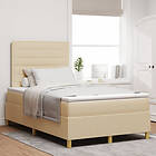 vidaXL Boxspring Säng med Madrass Grädde 120x200 cm Tyg