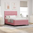 vidaXL Boxspring-säng med madrass & LED Rosa 140x190 cm Sammet