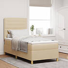 vidaXL Boxspring Säng med Madrass Grädde 100x200 cm Tyg