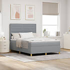 vidaXL Boxspring Säng med Madrass Ljusgrå 140x190 cm Tyg