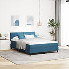 vidaXL Boxspring-säng med madrass och LED Mörkblå 140x190 cm Sammet